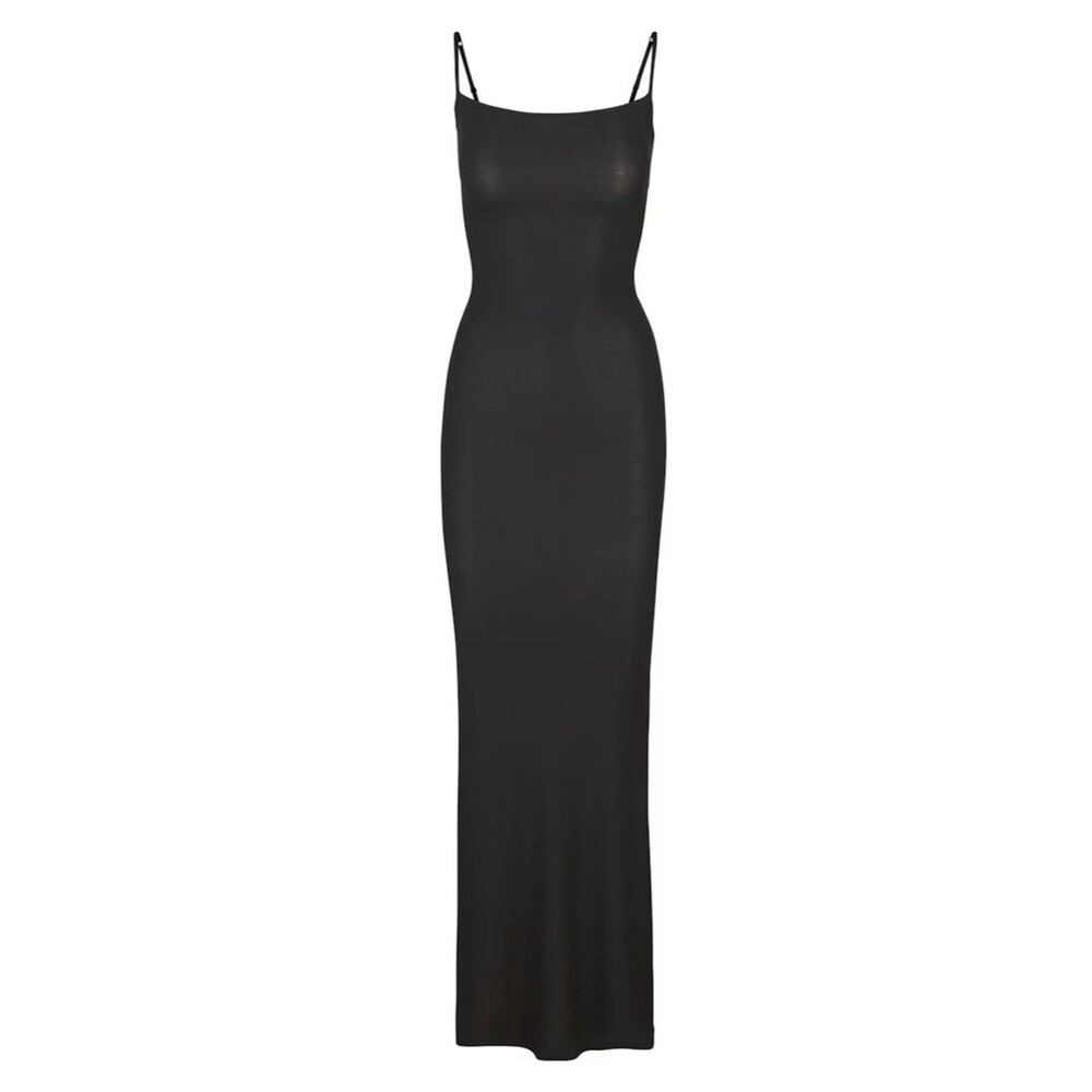 SKIMS Soft Lounge Long Slip Dress Onyx Black XS NWOT Bodycon Maxi